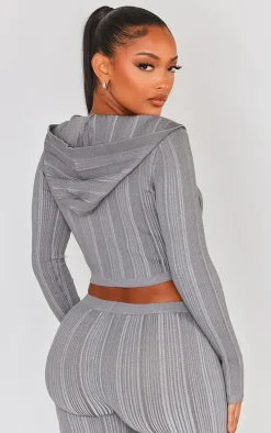 Shape Charcoal Contrast Knit Zip Up Jacket