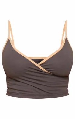 Shape Charcoal Contrast Vest Top