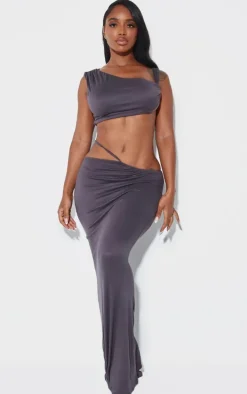 Shape Charcoal Cut Out Waist Maxi Skirt