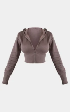 Shape Charcoal Fitted Cropped Hoodie