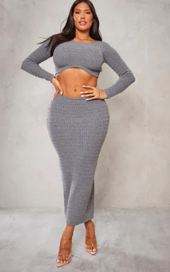 Shape Charcoal Grey Panelled Knit Midaxi Skirt