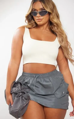 Shape Charcoal Grey Shell Toggle Waist Cargo Mini Skirt