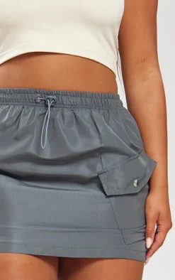Shape Charcoal Grey Shell Toggle Waist Cargo Mini Skirt