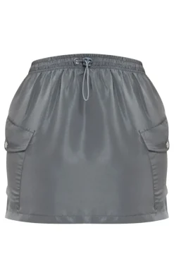 Shape Charcoal Grey Shell Toggle Waist Cargo Mini Skirt