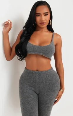 Shape Charcoal Knit Extreme Crop Bralet