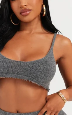 Shape Charcoal Knit Extreme Crop Bralet