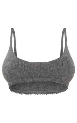 Shape Charcoal Knit Extreme Crop Bralet