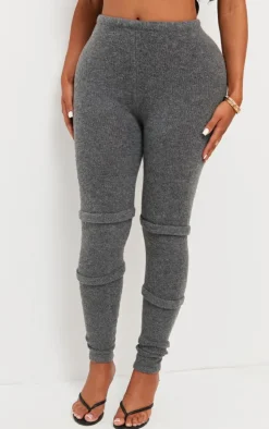 Shape Charcoal Knit High Waist Seam Detail Pants