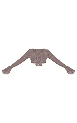 Shape Charcoal Lace Frill Edge Long Sleeve Top