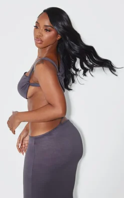 Shape Charcoal One Shoulder Crop Top