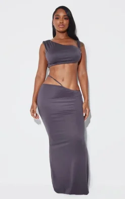 Shape Charcoal One Shoulder Crop Top