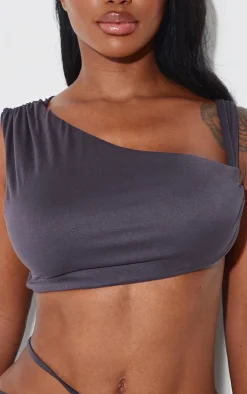 Shape Charcoal One Shoulder Crop Top