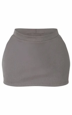 Shape Charcoal Rib High Waist Mini Skirt