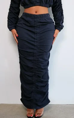 Shape Charcoal Ruched Front Sweat Maxi Skirt