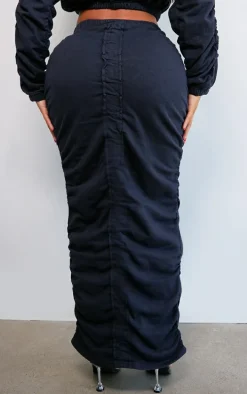 Shape Charcoal Ruched Front Sweat Maxi Skirt