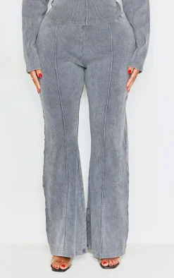 Shape Charcoal Soft Rib Pocket Bum Flare Pants