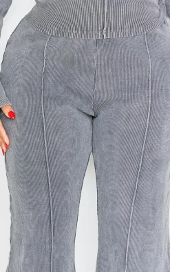 Shape Charcoal Soft Rib Pocket Bum Flare Pants