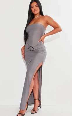 Shape Charcoal Soft Touch Bandeau Belted Midaxi Dress
