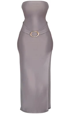 Shape Charcoal Soft Touch Bandeau Belted Midaxi Dress