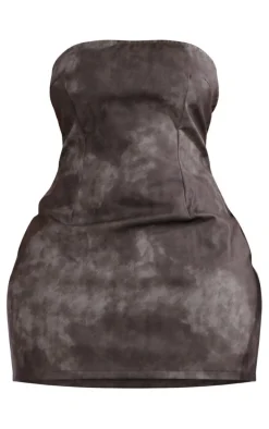 Shape Charcoal Washed Faux Leather Bodycon Dress