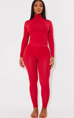 Shape Cherry Red Stretch Seamless High Waisted Leggings