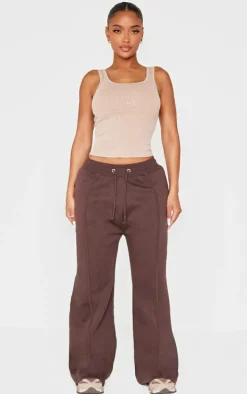 Shape Chocolate Binded High Waist Wide Leg Sweatpants