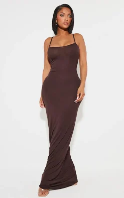 Shape Chocolate Brown Jersey Strappy Maxi Dress