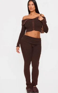 Shape Chocolate Fold Over Ribbed Flares