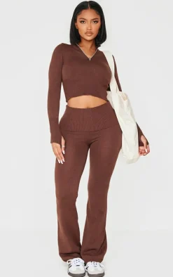 Shape Chocolate Knitted Flare Pants