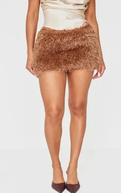 Shape Chocolate Low Rise Faux Leather Tassle Mini Skirt