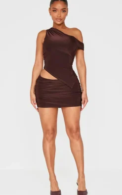 Shape Chocolate Mid Rise Bodycon Mini Skirt