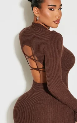 Shape Chocolate Rib Knit Mini Dress