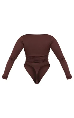Shape Chocolate Rib Long Sleeve Square Neck Bodysuit