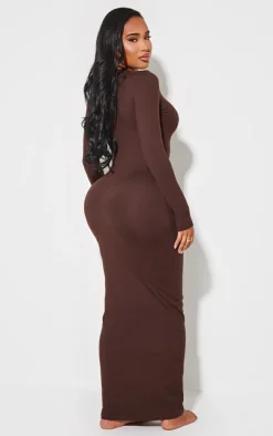 Shape Chocolate Sculpted Long Sleeve Maxi Bodycon Dress