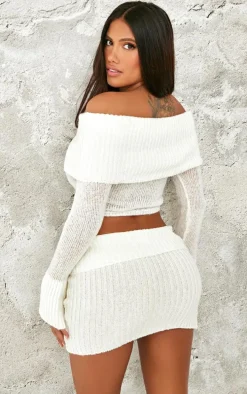 Shape Cream Fold Over Knitted Top