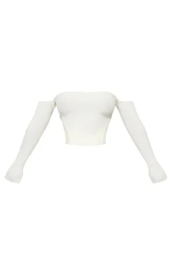Shape Cream Knit Bardot Split Side Top