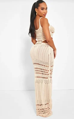 Shape Cream Knit Cut Out Maxi Dress