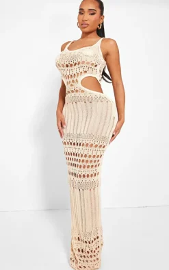 Shape Cream Knit Cut Out Maxi Dress