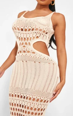 Shape Cream Knit Cut Out Maxi Dress