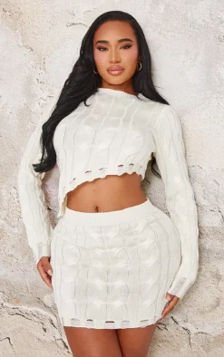 Shape Cream Knitted Dipped Hem Top