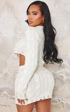 Shape Cream Knitted Dipped Hem Top