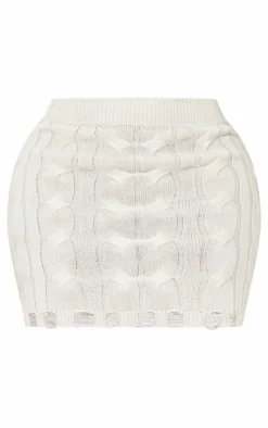 Shape Cream Knitted Mini Skirt