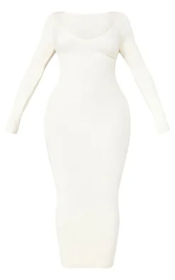 Shape Cream Knitted Rib Maxi Dress