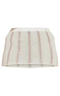 Shape Cream Ladder Knit Micro Mini Skirt