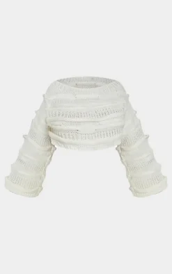 Shape Cream Off Shoulder Knitted Sweater
