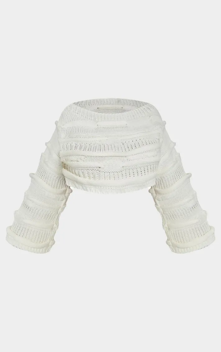 Shape Cream Off Shoulder Knitted Sweater