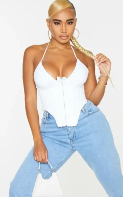 Shape Cream Panel Detail Zip Front Corset