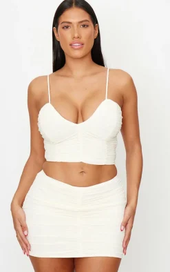 Shape Cream Plunge Front Ruched Cami Top