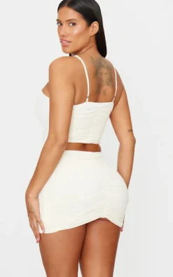 Shape Cream Plunge Front Ruched Cami Top
