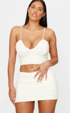 Shape Cream Plunge Front Ruched Cami Top
